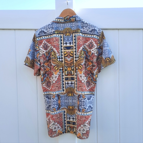 PacSun Camp Shirt | Button Up | Tiger Bandana Print | Size Medium - Picture 4 of 15